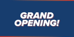 Grand opening image in blue background